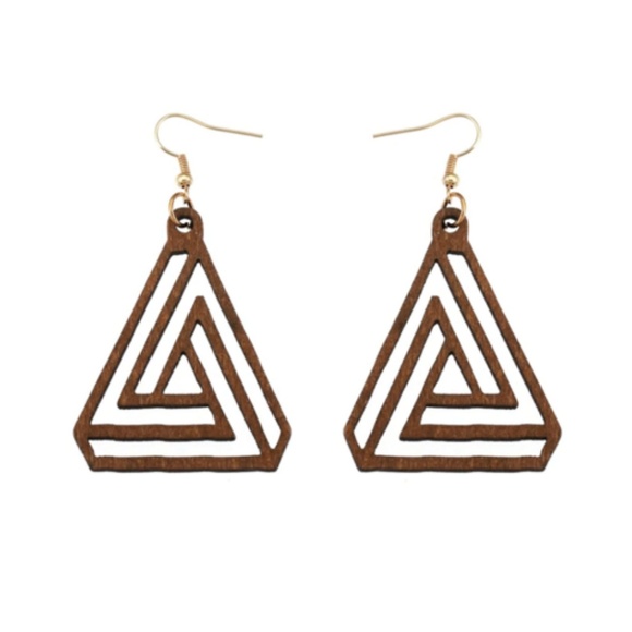 ContraVerSee Jewelry - Cute Boho Wooden Isometric Triangle drop Earrings